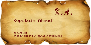 Kopstein Ahmed névjegykártya